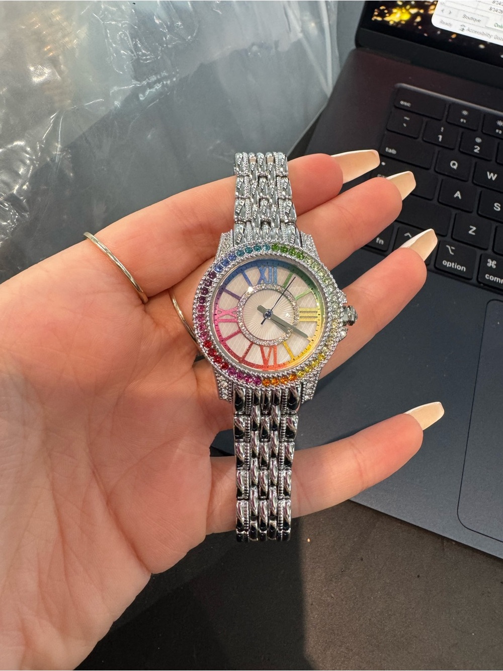 New Diamonique Rainbow Stainless Steel Watch